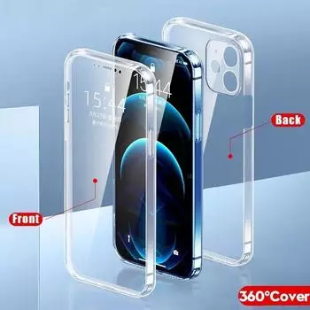 Защитный чехол на 360 градусов для iPhone 15 12 13 14 11 Pro Max Plus X XR XS 7 8 Plus SE 2, мягкий жесткий прозрачный чехол iphone 7/8 чистый