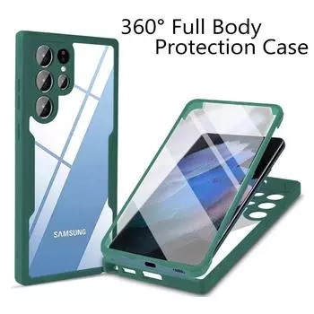 Защитный чехол на 360 градусов для Samsung S23 Ultra S22 S21 Fe Plus A52 A32 A22 A13 A33 A12 A53 A73 A71 A51 A21S красный