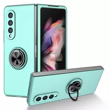 Защитный чехол-подставка с кольцом для Samsung Galaxy Z Fold 6 5 4 3 2 5G противоударный встроенный чехол-подставка магнитный держатель for Samsung Z Fold 3 небесно-голубой