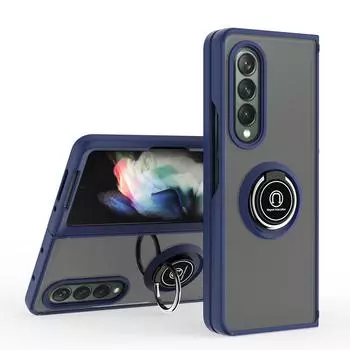 Защитный чехол с подставкой для кольца для Samsung Galaxy Z Fold 3 5g Fold3, складной чехол с защитой от отпечатков пальцев, чехлы for Galaxy Z Fold 3 темно-зеленого