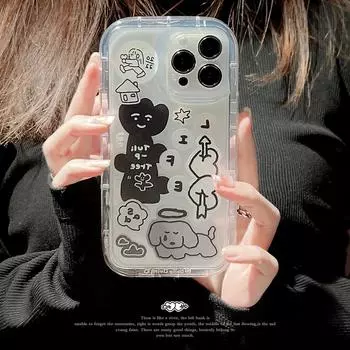 Защитный чехол с рисунком граффити Ins для Iphone 11 12 13 Promax 14 Pro Max, милый противоударный чехол для телефона с милой собакой и тюльпаном For iphone 14plus