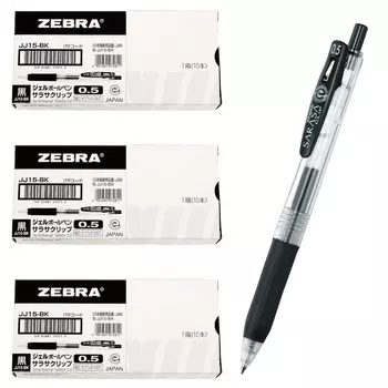 ZEBRA Гелевая шариковая ручка Sarasa Clip Черная 30 штук 0,5 мм JJ15-BK-30AZ чёрный