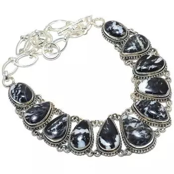 Ожерелье из серебра 925 пробы с драгоценными камнями Zebra Jasper ручной работы, этническое, 18 дюймов JCN353-31