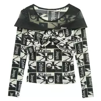 Zebra Pattern T-shirt for Women In Winter New Sexy Perspective Mesh Top Tight Inner Bottoming Shirt M зебра печати