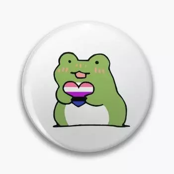 Зеленая лягушка с флагом Genderfluid, настраиваемая мягкая кнопка, булавка, металлический значок, булавка на лацкане, милая одежда, ювелирные изделия, женская мода