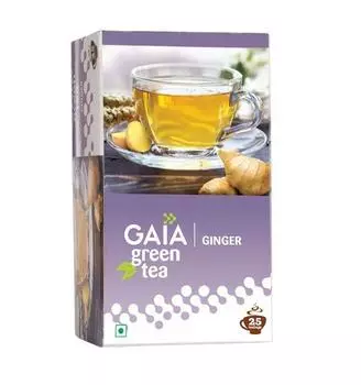 Зеленый чай с Имбирем (25 пак, 2 г), Green Tea Ginger, Gaia