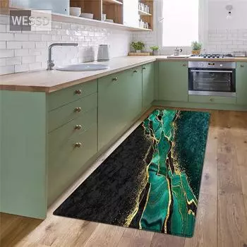 Зеленый мраморный кухонный коврик, нескользящий изумрудный коврик для гостиной, спальни, коврики под кроватью, коврик для ванной 40x60cm