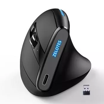 ZELOTES F36A Вертикальная эргономичная беспроводная перезаряжаемая офисная мышь чёрный