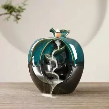 Zen Apple Pear Creative Incense Burner, Apple Statue Waterfall Aromatherapy Furnace Censer Incense Holder Home Decor -No Incense