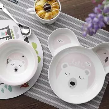Zen Hello Hello Kiddy Набор детских тарелок из 3 предметов, розовый, кружка + миска + разделительная тарелка, популярные корейские предметы для родителей