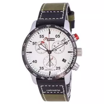 Zeppelin Eurofighter Chronograph Leather Strap Beige Dial Quartz 7298-5 72985 100M Мужские часы белый