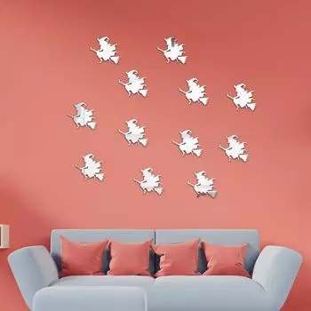 Зеркальные настенные наклейки трехмерные 3D акриловые настенные самоклеящиеся украшения для гостиной спальни кабинета наклейки JM404-Silver
