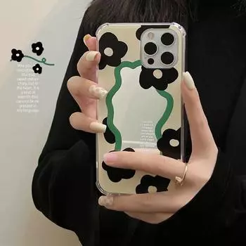 Зеркальный чехол для телефона с цветочным рисунком для Iphone 11 12 13 Pro Max Mini X Xs Xr 7 8 Plus, противоударный чехол из ТПУ с индивидуальной полосой For iPhone X XS
