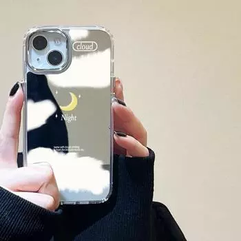 Зеркальный чехол для телефона с облаками и звездами для iPhone 15 Pro Max, чехол для iPhone 11 12 13 14 Pro Max XR X XS Max, противоударная задняя крышка Funda For iPhone 15 Pro