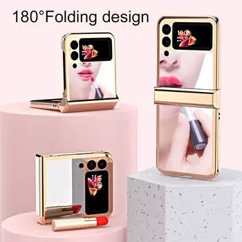 Зеркальный чехол с защитой от падения для Samsung Galaxy Z Flip 3 Flip3 5g, модная роскошная сумка для мобильного телефона для Samsung Z Flip 3, 5g Coque for Galaxy Z Flip 3 розового золота