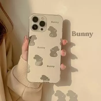 Зеркальный кролик мультфильм милый милый кролик противоударный чехол для телефона для Iphone X Xr Xsmax 12 13 Mini 11 14 Pro Max 7 8 Plus задняя крышка for iphone 12mini