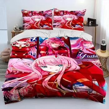 Zero Two DARLING In The FRANXX Аниме Постельное белье Пододеяльник Постельный комплект Одеяло Наволочка Одеяло King Queen Size Мальчики Взрослые 70x133cm 2pcs