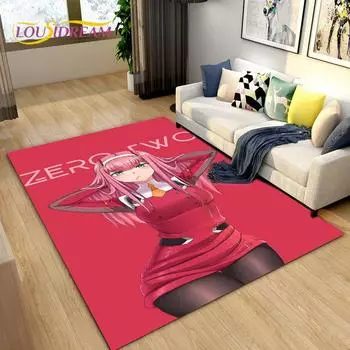 Zero Two DARLING In The FRANXX Коврик в стиле аниме, Коврик для гостиной, спальни, дивана, коврик для украшения, детский нескользящий напольный коврик 40x60cm