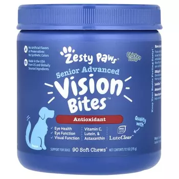 Zesty Paws, Senior Advanced, Vision Bites, для собак, курица, 90 мягких жевательных таблеток, 315 г (11,1 унций)