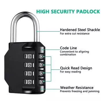 ZEXEF 1pc Combination Lock Resettable 4 Digit Padlock with Combination Waterproof and Heavy Duty Combination Padlock Outdoor красный