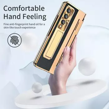 Zfold3 Fold4 Кожаный чехол для полной защиты тела для Samsung Galaxy Z Fold4 Fold 4 Fold3 Fold 3 Передняя стеклянная пленка-подставка for Samsung Z Fold 3