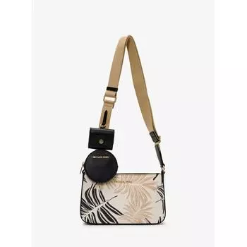 ЖАККАРДОВОЕ СУМКА MICHAEL KORS JET SET TRAVEL PALM С ЧЕХОЛОМ ДЛЯ АЭРОПОДОВ, МАЛЕНЬКИЙ 35S4GTVC1U5, ЧЕРНЫЙ, МНОГОЦВЕТНЫЙ