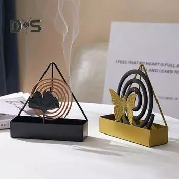 Железоотталкивающая катушка, держатель для благовоний с крючком, бабочками, листом гинкго, подставка для курильницы, поднос, портативный настольный ящик для сбора золы, рождественский подарок Buttefly чёрный