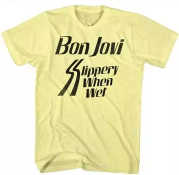 Желтая футболка унисекс Bon Jovi-Distresse D Slippery When Wet-X-Large S