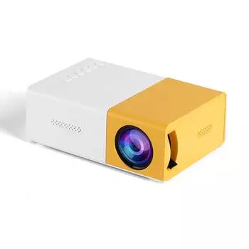 Желтый и белый YG300 HD Мини Домашний Проектор YT300-1LED Портативный US Plug