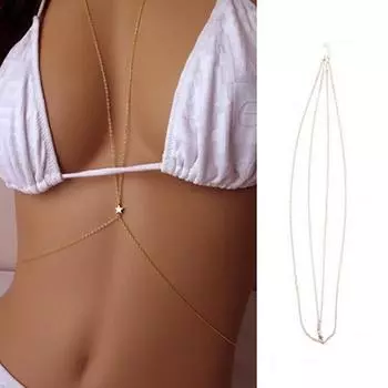 Женщины Crossover Star Harness Бикини Тело Живота Талия Ожерелье Цепь Ювелирные Изделия One Size
