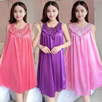 Женщины Пижамы Сексуальное Женское Белье Babydoll Шелковый Халат Платье Ночная Рубашка Ночная Рубашка Light purple