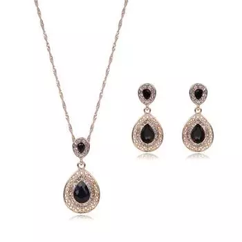 Женщины Rhinestone Waterdrop Ожерелье Стад Серьги Комплект ювелирных изделий