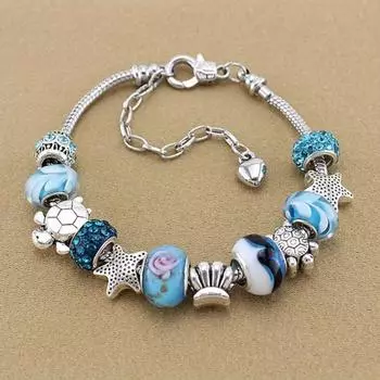 Женская цепочка из искусственных хрустальных бусин Ocean Blue, браслет, браслет, крутые украшения для вечеринок, рождественский подарок,