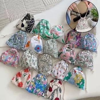 Женская дорожная косметичка, симпатичная косметичка, кошелек, тканевая цветочная сумка, сумка на шнурке