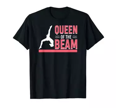 Женская футболка для девочек Queen of the Beam Balance Artistic Gymnastics чёрный