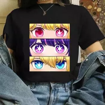 Женская футболка Harajuku Oshi No Ko с принтом Футболка унисекс Ai Ruby Akane Aquamarine Hoshino Футболки Аниме Ullzang Y2k Одежда Топ S
