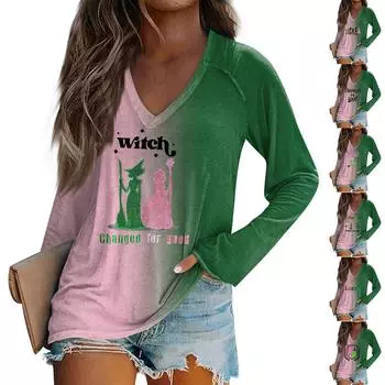 Женская футболка с длинным рукавом и принтом Bad Witch Casual Top XXXL