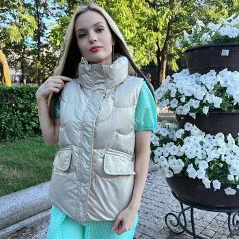 Женская короткая яркая цветная хлопковая стеганая куртка с воротником-стойкой, женский зимний жилет без рукавов, пальто, жилет M чёрный