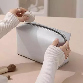 Женская косметичка большой емкости из искусственной кожи, ручные косметички для женщин, портативная водонепроницаемая дорожная сумка для хранения и стирки чёрный