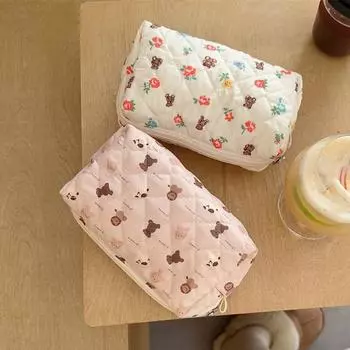 Женская косметичка с милым мультяшным принтом, портативная женская косметичка, дорожные сумки для хранения, повседневные женские сумки-клатчи