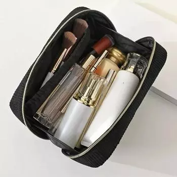Женская косметичка, вельветовая однотонная косметичка, дорожная портативная сумка для хранения туалетных принадлежностей, органайзер, кошелек 20x10x6cm фиолетовый