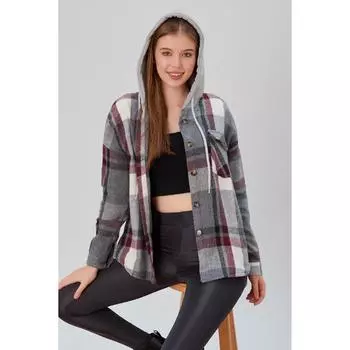 Женская куртка-рубашка оверсайз с капюшоном Lumberjack с рисунком