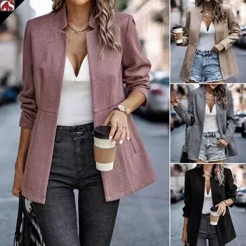Женская куртка Slim Jacquard Splicing Temperament Commuting Thickened Jacket L чёрный
