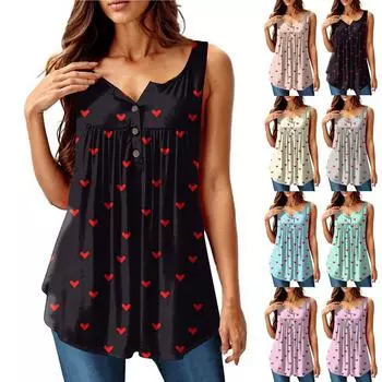 Женская мода плиссированная безрукавка повседневная футболка жилет топ на пуговицах M бежевый