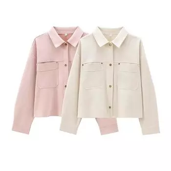 Женская мода с карманами, однобортные пиджаки с винтажным воротником с лацканами и длинными рукавами XS розовый