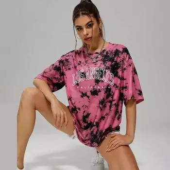Женская модная футболка с узором «Tie Dyed Letter Pattern», летняя повседневная одежда с круглым вырезом и короткими рукавами, женская праздничная футболка S
