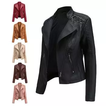 Женская модная кожаная куртка на шнуровке Slim Fit весна осень мотоциклетная куртка куртка на молнии