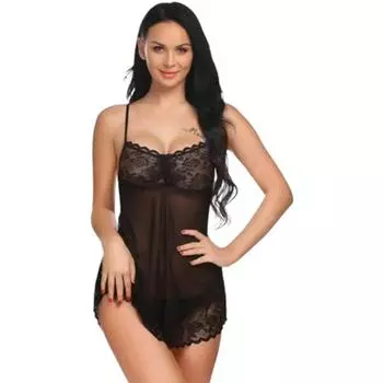 Женская ночная рубашка Ladysta Baby Doll, свободный размер (С, М, Л) free size (S, M, L) чёрный