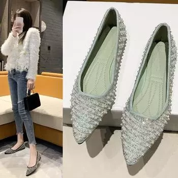 Женская обувь Slip-on Весна Лето 2022 Повседневная ходьба Плоские туфли Женская низкая обувь 35 зелёный