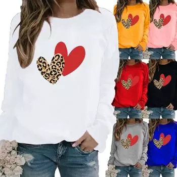 Женская осенне-зимняя одежда Повседневная толстовка с принтом LOVE Топы с длинными рукавами Футболка Женский пуловер с круглым вырезом Блузка Свитер с принтом XS белый